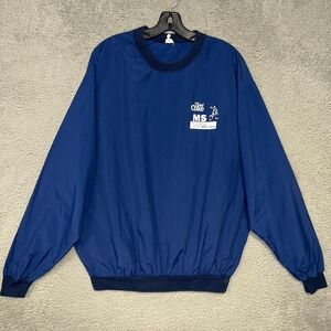 VTG Diet Coke MS 100 Bike Tour Windbreaker Mens Sz XL Blue 100% Supplex Pullover